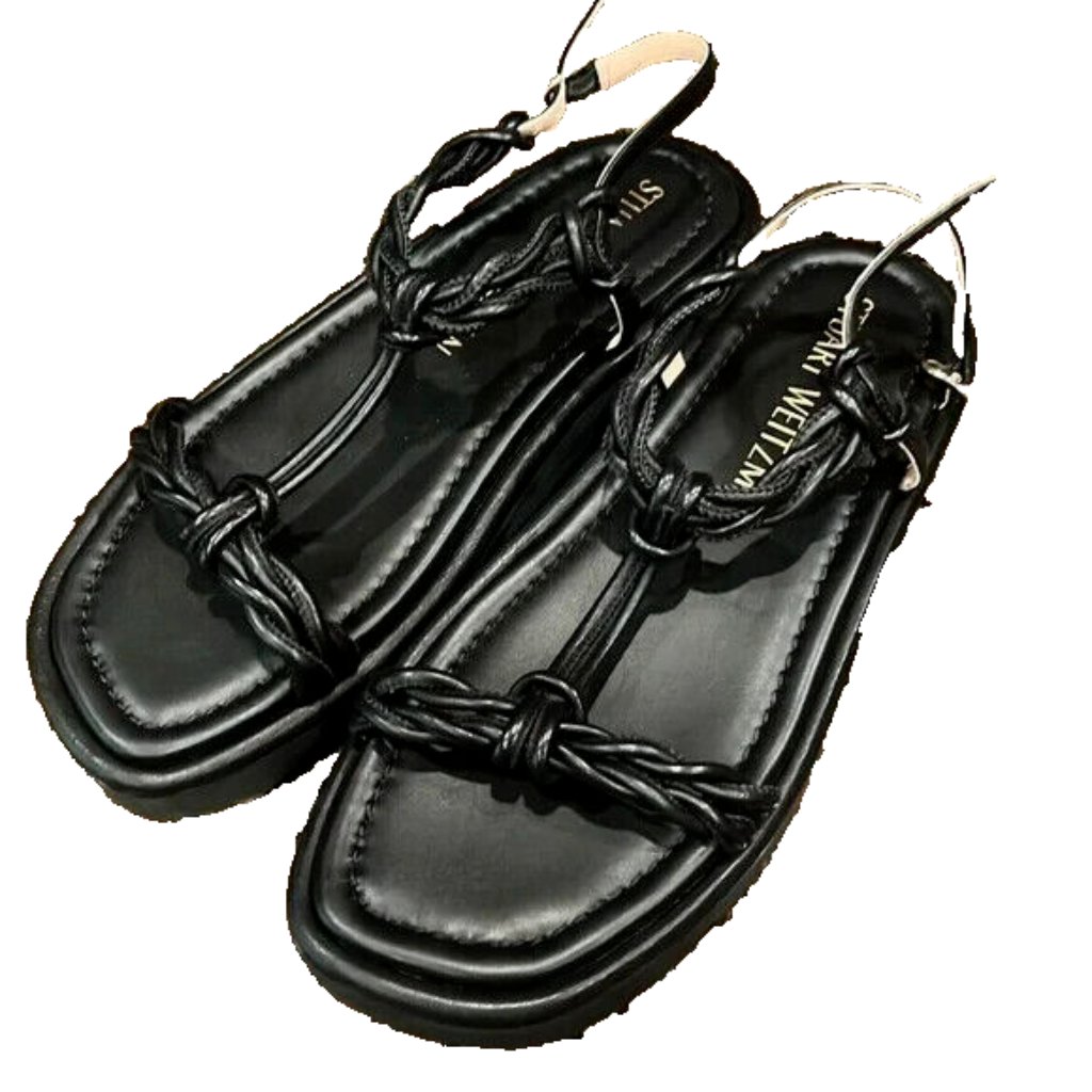 Stuart Weitzman Calypso Braided Slingback Platform Sandals Sz 9.5 W/Dustbag
